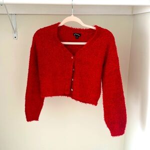 Red cardigan